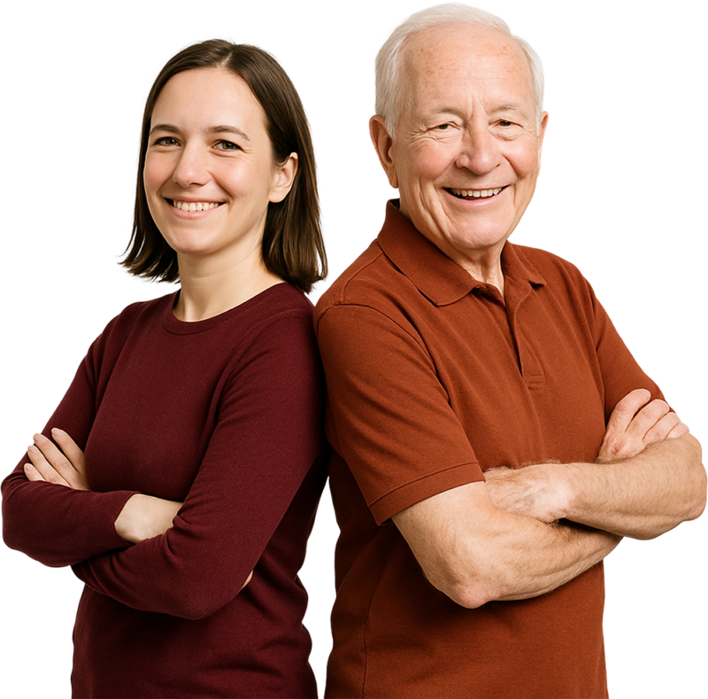 Female and male smiling